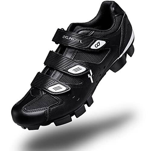 CyclingDeal Mountain Bicycle Bike Men's MTB Cycling Shoes in Black - Compatible with Shimano SPD & CrankBrothers Cleats - 1