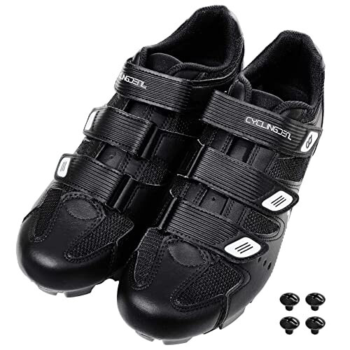 CyclingDeal Mountain Bicycle Bike Men's MTB Cycling Shoes in Black - Compatible with Shimano SPD & CrankBrothers Cleats - 5