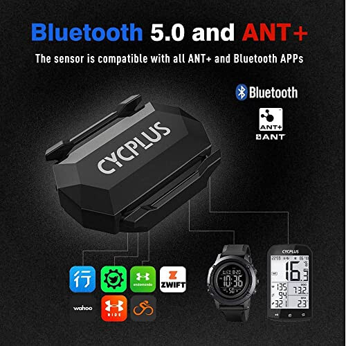 CYCPLUS Cycling Speed and Cadence Sensor Bluetooth & ANT+ Wireless Bike Cadence Sensor Speed IP67 Waterproof - 4