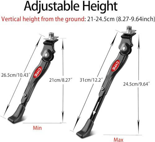 Cyfie Bike Kickstand for 16 18 20 Inch Kids Adjustable Center Mount Bicycle Kickstands Bike Stand for 16-20inch Wheel Mountain Bike/Road Bicycle/Adult Bike/Sports Bike, Aluminum Alloy - 3