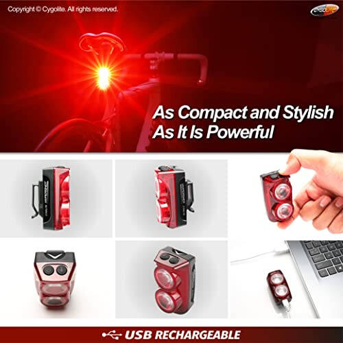 Cygolite Hypershot 350 & 250 Lumen Bicycle Taillight Models - 7 Night & Daytime Modes - User Tunable Flash Speeds - Small & Durable - IP64 WaterResistant - Secure Hard Mount - USB Recharge - Great For Busy Streets - 5