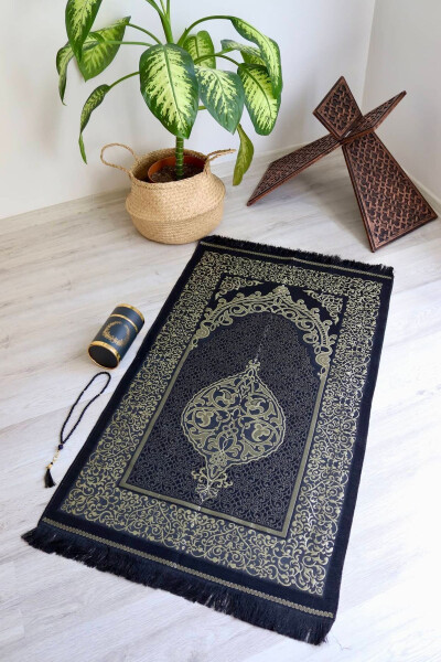 Cylinder Boxed Prayer Rug And Prayer Beads Set S1040 Black - 4