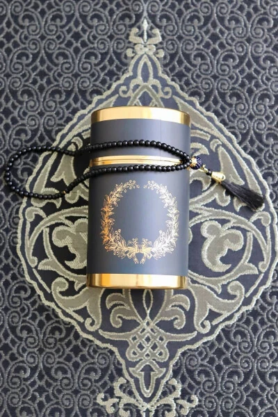 Cylinder Boxed Prayer Rug And Prayer Beads Set S1040 Black - Modazone (1)