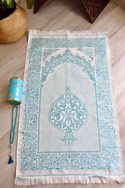 Cylinder Boxed Prayer Rug and Prayer Beads Set S1040 Blue - 6