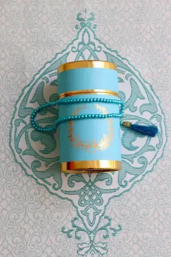 Cylinder Boxed Prayer Rug and Rosary Set S1040 Blue - 4