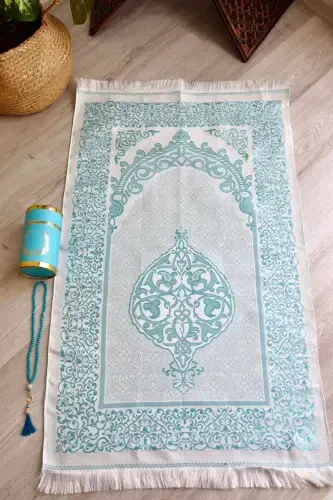 Cylinder Boxed Prayer Rug and Rosary Set S1040 Blue - 6