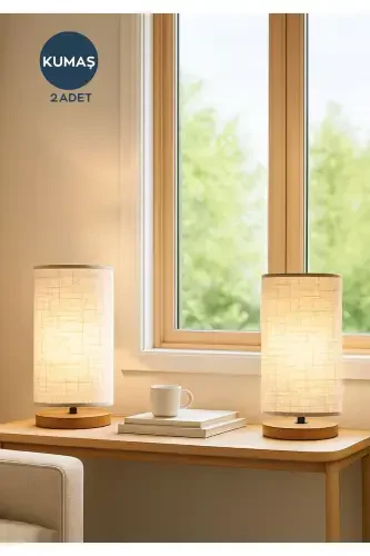 Cylindrical Design 2-Piece Fabric Lampshade Set - 1