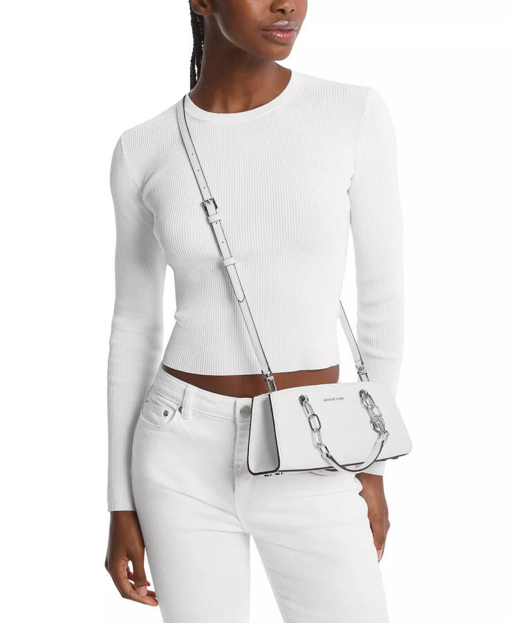 Cynthia Small East West Leather Satchel Optic White - 3