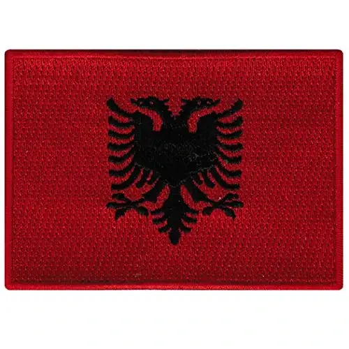 Cypress Collectibles - Albaniya bayrog'i yamog'i - Premium kashta tikilgan applikatsiya - Evropa davlati dazmollanadigan yamalar - Olchamlari: 3,5