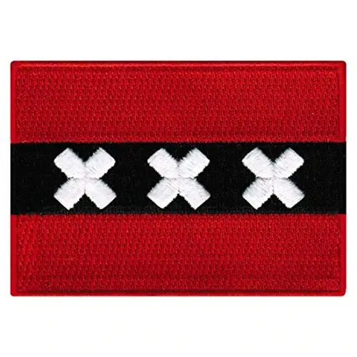Cypress Collectibles - Amsterdam bayrog'i yamog'i - Premium kashta tikilgan applikatsiya - Yevropa davlati dazmollanadigan yamalar - Olchamlari: 3,5