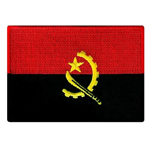 Cypress Collectibles - Angola Flag Patch - Premium Embroidered Appliqué - African Country Iron On Patches - Dimensions: 3.5