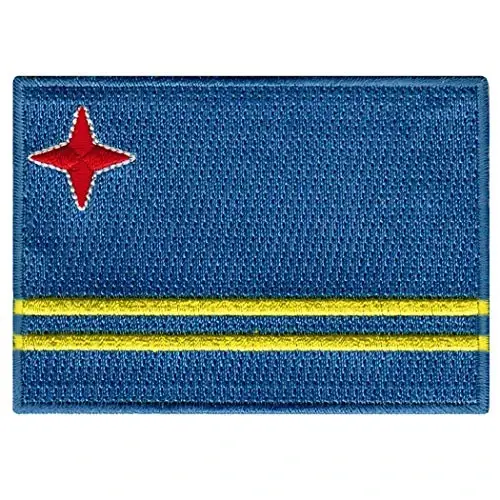 Cypress Collectibles - Aruba bayrog'i yamog'i - Premium kashta tikilgan applikatsiya - Karib dengizi davlatining dazmollanadigan yamog'i - Olchamlari: 3,5