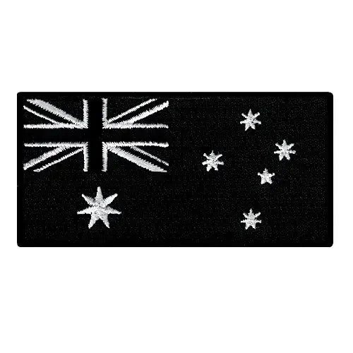 Cypress Collectibles - Australia Black Flag Patch - Premium kashtado'z Appliqué - Okeaniya Davlat Dazmollanadigan Yamalar - Olchamlari: 3,5