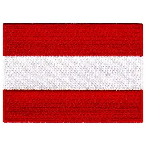 Cypress Collectibles - Avstriya Bayrog'i Yamog'i - Premium Kashta Tikilgan Applikatsiya - Yevropa Mamlakati Dazmollanadigan Yamaklar - Olchamlari: 3.5