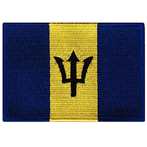Cypress Collectibles - Barbados Flag Patch - Premium Embroidered Appliqué - Carribean Country Iron On Patches - Dimensions: 3.5