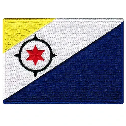 Cypress Collectibles - Bonaire Flag Patch - Premium Embroidered Appliqué - Carribean Country Iron On Patches - Dimensions: 3.5