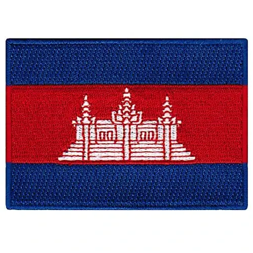Cypress Collectibles - Cambodia Flag Patch - Premium Embroidered Appliqué - Asian Country Iron On Patches - Dimensions: 3.5
