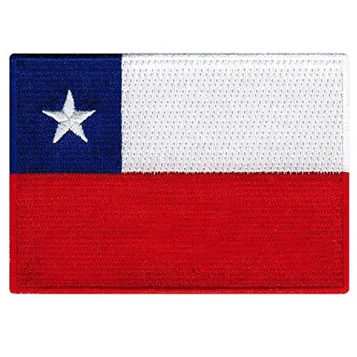 Cypress Collectibles - Chili bayrog'i yamog'i - Premium kashta tikilgan applikatsiya - Janubiy Amerika davlati dazmollanadigan yamog'lar - Olchamlari: 3,5