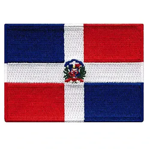 Cypress Collectibles - Dominican Republic Flag Patch - Premium Embroidered Appliqué - Carribean Country Iron On Patches - Dimensions: 3.5