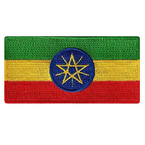 Cypress Collectibles - Efiopiya Bayrog'i Yamog'i - Premium Kashtado'zlik Applikatsiyasi - Afrika Mamlakati Dazmollanadigan Yamog'lar - Olchamlari: 3.5