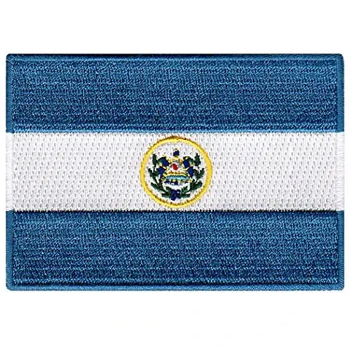 Cypress Collectibles - El Salvador bayrog'i yamog'i - Premium kashtachilik appliqué - Markaziy Amerika davlati dazmol yamog'i - Olchamlari: 3,5