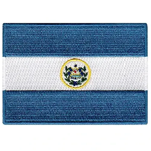 Cypress Collectibles - El Salvador Flag Patch - Premium Embroidered Appliqué - Central American Country Iron On Patches - Dimensions: 3.5
