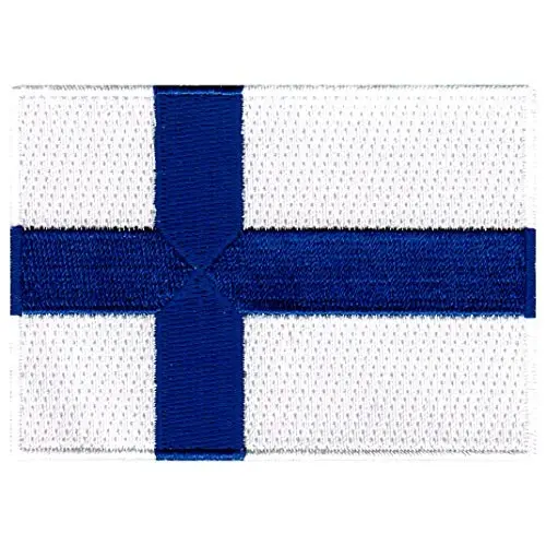 Cypress Collectibles - Finlandiya bayrog'i yamog'i - Premium kashta tikilgan applikatsiya - Yevropa mamlakati dazmollanadigan yamog'lar - Olchamlari: 3,5