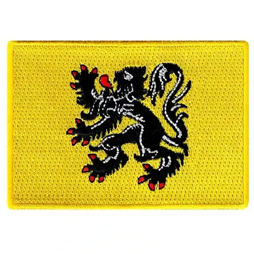 Cypress Collectibles - Flemish Flanders Flag Patch - Premium Embroidered Appliqué - European Country Iron On Patches - Dimensions: 3.5