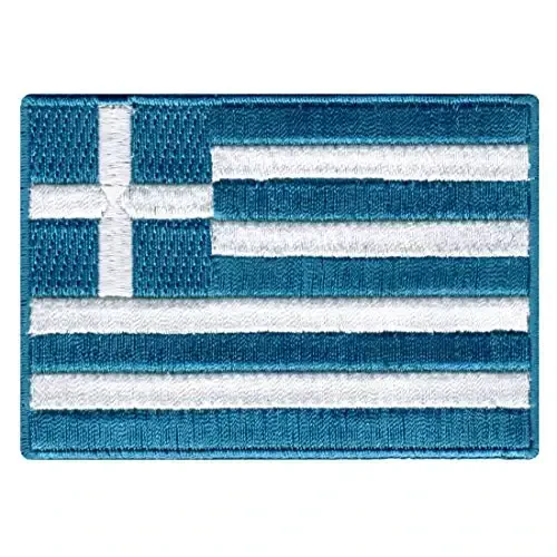 Cypress Collectibles - Greece Flag Patch - Embroidered Appliqué - European Country Iron On Patches - Dimensions: 3.5
