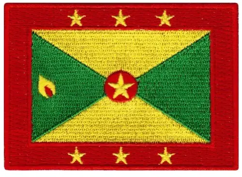 Cypress Collectibles - Grenada bayrog'i yamog'i - Premium kashta tikilgan applikatsiya - Karib dengizi mamlakati dazmollanadigan yamalar - Olchamlari: 3,5