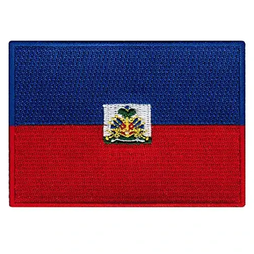 Cypress Collectibles - Haiti bayrog'i yamog'i - Premium kashtado'zlik appliqui - Karib dengizi mamlakati dazmollanadigan yamog'lar - Olchamlari: 3,5