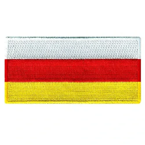 Cypress Collectibles - Janubiy Osetiya bayrog'i yamog'i - Premium kashta tikilgan applikatsiya - Yevropa mamlakatlari dazmollanadigan yamog'i - Olchamlari: 3,5