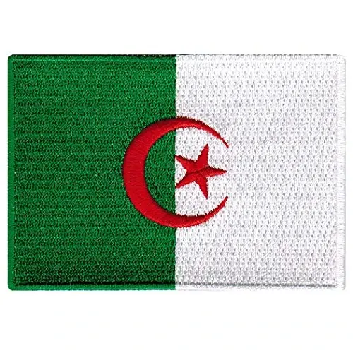 Cypress Collectibles - Jazoir Bayrog'i Yamog'i - Premium Kashtado'zlik Applikatsiyasi - Afrika Mamlakati Dazmollanadigan Yamalar - Olchamlari: 3,5