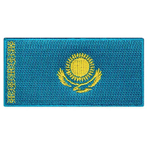 Cypress Collectibles - Kazakhstan Flag Patch - Premium Embroidered Appliqué - Asian Country Iron On Patches - Dimensions: 3.5