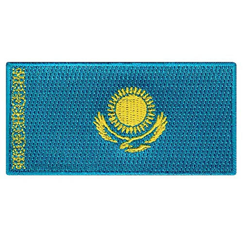 Cypress Collectibles - Kazakhstan Flag Patch - Premium Embroidered Appliqué - Asian Country Velcro®-Brand Fasteners Patches - Dimensions: 3.5