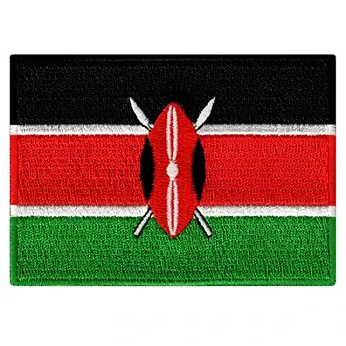 Cypress Collectibles - Keniya bayrog'i yamog'i - Premium kashtado'zlik Appliqué - Afrika mamlakati dazmollanadigan yamalar - Olchamlari: 3,5