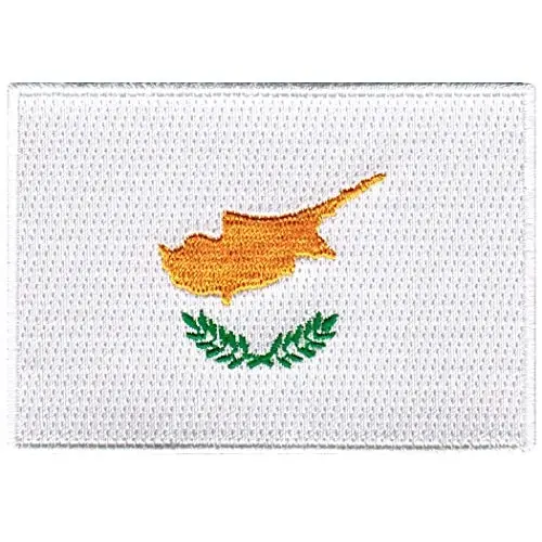 Cypress Collectibles - Kipr bayrog'i yamog'i - Premium kashta tikilgan applikatsiya - Yevropa mamlakati dazmollanadigan yamalar - Olchamlari: 3,5