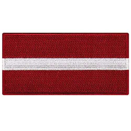 Cypress Collectibles - Latvia Flag Patch - Embroidered Appliqué - European Country Iron On Patches - Dimensions: 3.5