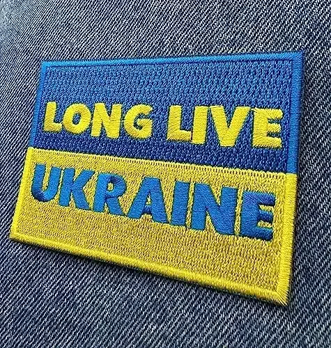 Cypress Collectibles - Long Live Ukraine Flag Patch - Premium Embroidered Appliqué - European Country Iron On Patches - Dimensions: 3.5