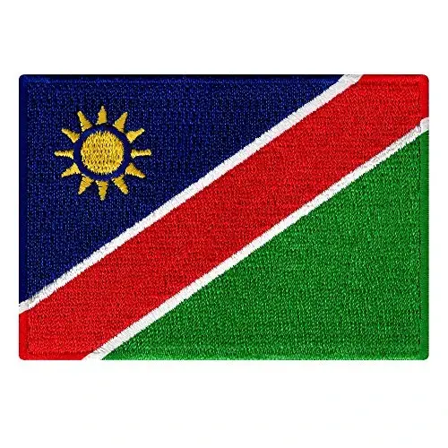 Cypress Collectibles - Namibia Flag Patch - Premium kashtado'zlik Appliqué - Afrika davlati dazmollanadigan yamalar - Olchamlari: 3,5