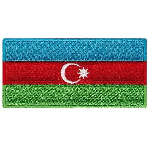 Cypress Collectibles - Ozarbayjon bayrog'i yamog'i - Premium kashtado'zlik applikatsiyasi - Osiyo mamlakati dazmollanadigan yamog'lar - Olchamlari: 3,5