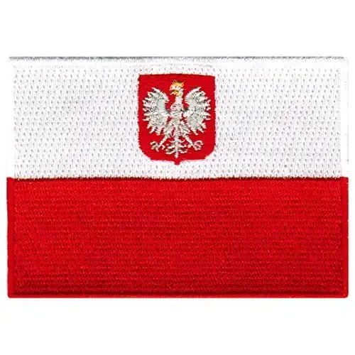 Cypress Collectibles - Poland with Eagle Flag Patch - Premium Embroidered Appliqué - European Country Iron On Patches - Dimensions: 3.5