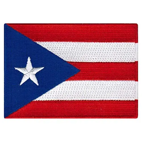 Cypress Collectibles - Puerto Riko bayrog'i yamog'i - Premium kashta tikilgan applikatsiya - Karib dengizi mamlakati dazmollanadigan yamalar - Olchamlari: 3,5