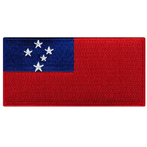 Cypress Collectibles - Samoa bayrog'i yamog'i - Premium kashta tikilgan appliqué - Okeaniya mamlakati dazmollanadigan yamog'lar - Olchamlari: 3,5