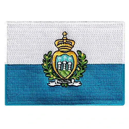 Cypress Collectibles - San Marino Bayrog'i Patch - Premium Kashtado'zlik Applikatsiyasi - Yevropa Mamlakati Dazmollanadigan Yamalar - Olchamlari: 3.5