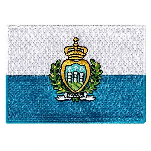 Cypress Collectibles - San Marino Flag Patch - Premium Embroidered Appliqué - European Country Iron On Patches - Dimensions: 3.5
