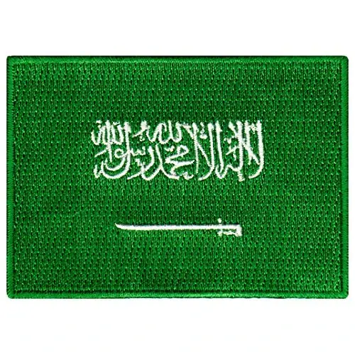 Cypress Collectibles - Saudiya Arabistoni bayrog'i yamog'i - Premium kashta tikilgan applikatsiya - Yaqin Sharq mamlakati dazmollanadigan yamog'lar - Olchamlari: 3,5