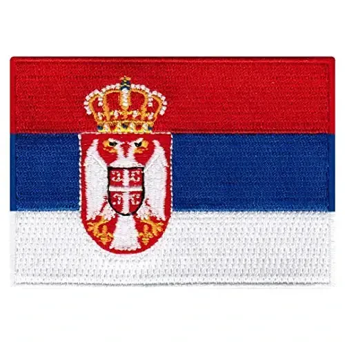 Cypress Collectibles - Serbia Flag Patch - Premium Embroidered Appliqué - European Country Iron On Patches - Dimensions: 3.5