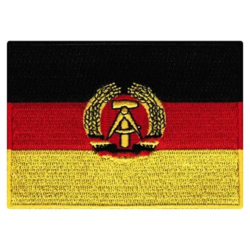 Cypress Collectibles - Sharqiy Germaniya bayrog'i yamog'i - Premium kashtado'zlik applikatsiyasi - Evropa mamlakati dazmollanadigan yamalar - Olchamlari: 3,5