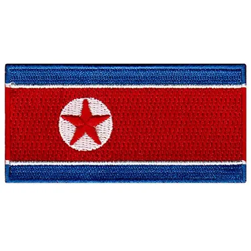 Cypress Collectibles - Shimoliy Kore bayrog'i yamog'i - Premium kashta tikilgan applikatsiya - Osiyo mamlakatlari dazmollanadigan yamog'i - Olchamlari: 3,5